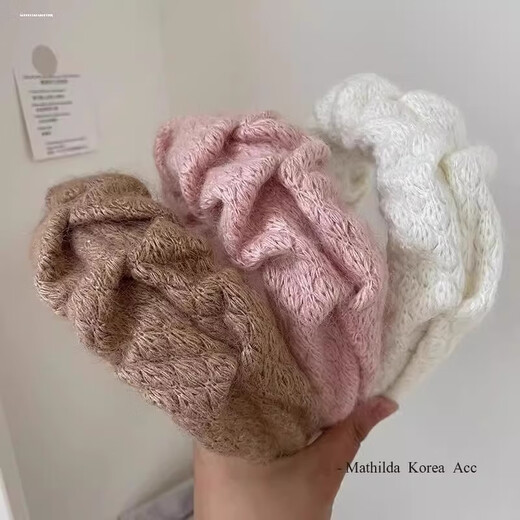 High-ceiling Klein blue woolen hairband pleated women's wide-brimmed autumn and winter new temperament headband face wash hairpin hair accessory_Klein blue