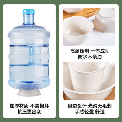 GRAREY rice husk disposable tableware bowls, chopsticks and spoon set barbecue catering banquet four-piece set food grade rice husk tableware 8 people set/bag*3 packaging