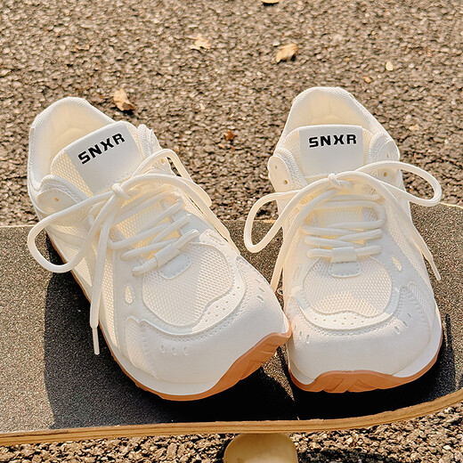 Gu Fansha thick-soled white shoes for women in summer breathable and unstable women's shoes mesh shoes with skirt shoes versatile sports training shoes 9905-3 beige 38