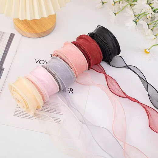 Fishtail yarn with cake box, bow, ribbon, gift box, packaging, flower wrapping material, hand-held flower tie, burgundy, buy one get one free