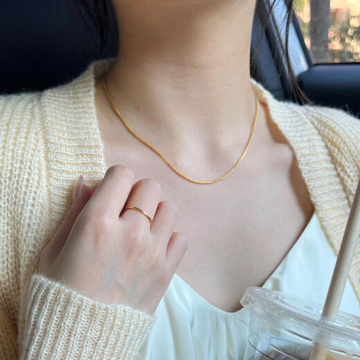 Sanskrit-made Old Phoenix 999 gold-plated wearable pendant chain plain chain Chopin chain 18k gold minimalist style versatile clavicle chain Lao Fengxiang's same 45cm Chopard chain one piece