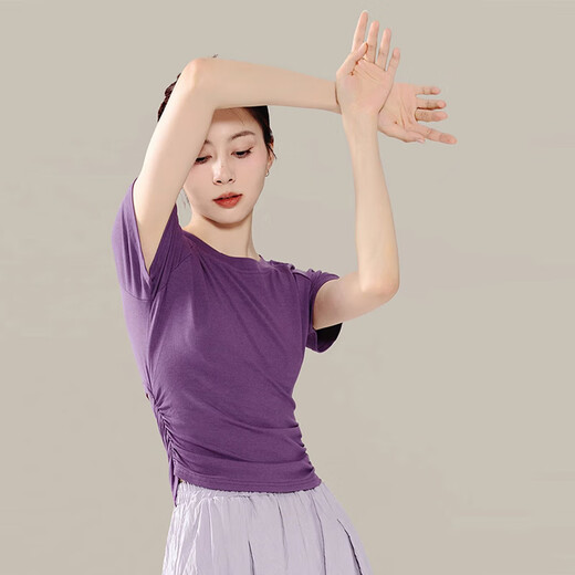 
Shercehman modern dance suit practice body suit summer short-sleeved backless top for women classical Chinese dance costume