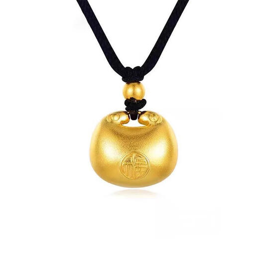 CAOX ancient method inherited gold-plated silver Xiaopangfu pendant for women, solid heart and outer color, small gold Tuotuo peace lock necklace pendant, Xiaopangfu 1.6cm with free rope