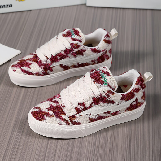 Lightning x Storm Picasso Pinturas Co-Branded Xiaoxiangfeng Women's Shoes Women Lightning Bread Bread Pareja Cabina deportiva Zapatos Men y mujeres D6227 Cherry Red 42