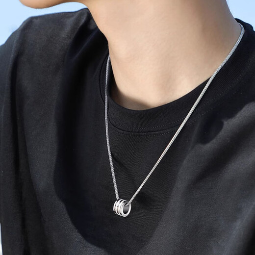 MZMZ platinum necklace men's new fashion temperament PT950 platinum transfer bead pendant love birthday gift for boyfriend light luxury model - local warehouse next day delivery chain length 55cm