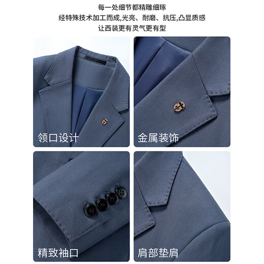 ROMON suit + vest + trousers suit men's slim professional formal dress wool jacket black 2XL