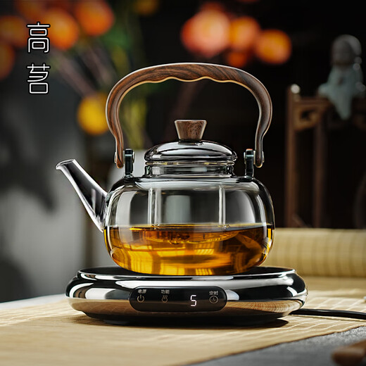 Gaoming high temperature resistant tea kettle for home use ultra-thin electric ceramic stove for tea drinking special thickened handle kettle new glass tea set anti-scald handle kettle + ultra-thin electric ceramic stove 1000ml