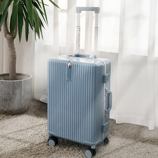 Migi Fort 18-Zoll-Koffer 20-Zoll-Boarding High-Value 22-Zoll-Reisetaschen kleine Box Passwortbox für Frauen 2025 neues Modell Zhongtong Lieferung Mint Green (Classic Aluminium Frame Model) Sammlung und Kaufaufkleber + Verpackungsgürtel + Gepäckschild Tag