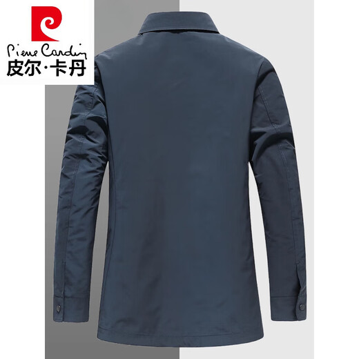 皮尔卡丹（pierre cardin）高档2026春秋季新款男士夹克商务翻领薄款休闲风衣男中长款外套潮 蓝色 M 170 【建议115-130斤】