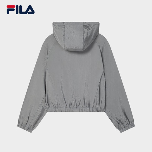 FILA 斐乐官方女士梭织外套2025夏新款时尚休闲简约宽松连帽上衣 星际灰-DY L 170/88A/L