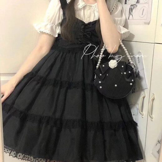 Falda de malla adecuada para chicas gordas en duomin camisa de cuello de muñeca de alumno de verano + lindo arco blanco malla colgando camisa de manga corta + falda blanca (9215) m