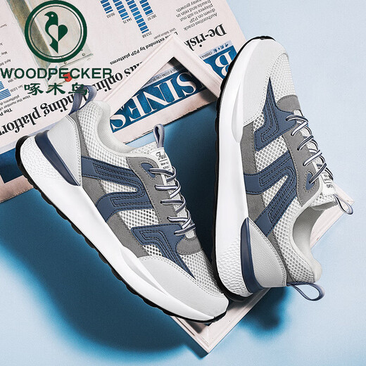 Woodpecker 2025 Summer Nouvelle taille de maille extra-large 45 chaussures de sport décontractées 46 chaussures Forrest Gump 47 plus taille Fat Men's Chaussures 48 H9903 Blanc et bleu 45