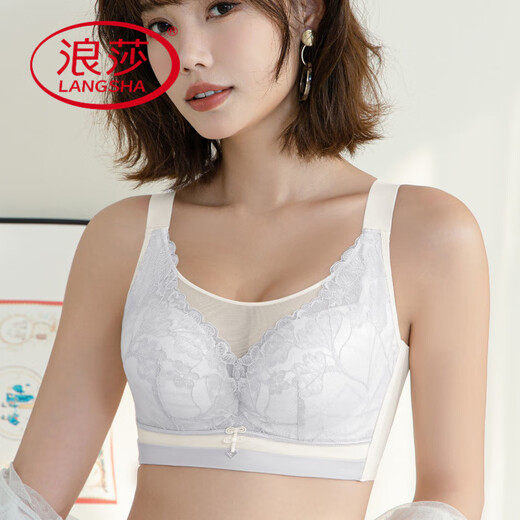 浪莎（LangSha）胖mm大码调整型文胸大胸显小无钢圈聚拢上托侧收副乳防下垂内衣女 奶肤色+奶肤色【2件装】 80B 36
