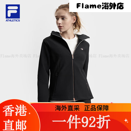 斐乐（FILA）FILA 官方女士梭织外套2025春新款健身运动基础加绒 深黑-BK S160/80A 均码