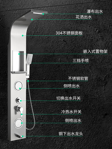 LDVEP不锈钢淋浴屏花洒套装沐浴器淋雨喷头壁挂式龙头家用明装卫生间室 6231拉丝款