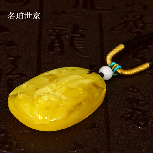 Famous family beeswax pendant for women, amber carved bamboo lotus pendant, gourd amber necklace, natural unoptimized birthday gift