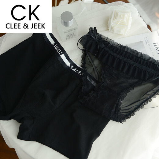 Clee/Jeek schwarz ein Mann eine weibliche weibliche baumwolleis ice seide reine durchscheinende Briefs Bänder Geschenk Set 6628 Paar ein Mann eine Frau m Frauen l