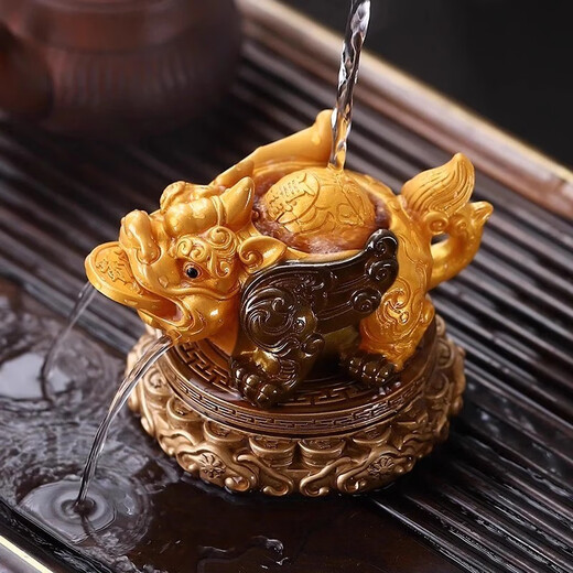 Baqianxing 2025 New Pixiu Tea Pet Ornament Tea Play Can Raise Color Changing Boutique Tea Set Tea Table Tea Table High-End Gift Water Spray Color Changing + Turn Base + Turn Dragon Ball + Turn Gold Coin + Long