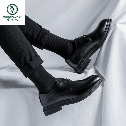 Specht Nische Imitation Leder Casual Schuhe Springgeschäft formelle Lederschuhe Innerer Anzug Hochzeitsbräutigam Schuhschuhe Schnürschuhe m4882 Schwarz 39