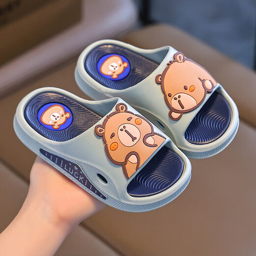 Hot selling on the whole network Capibala children's slippers summer new big children's boys' slippers home non-slip gray size 36 37 inner length 22.5cm