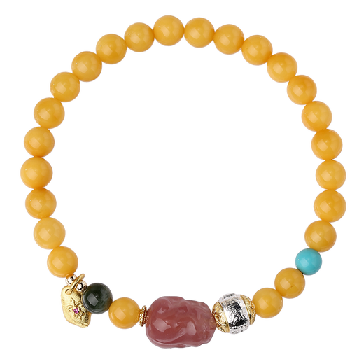 Potala Palace Beeswax Cinnabar Crystal Bracelet Tiger Eye Stone Agate Carved Turquoise Bracelet for Men and Women as Birthday Gift for Girlfriend