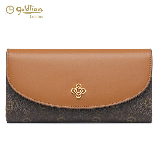 Jinlilai Damenbeutel Sommer Neuer Frauen Brieftasche Lang Silbertasche Retro gedruckt Clutch Coin Wallet Frauen brauner Kaffee