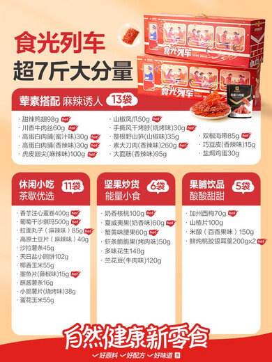 良品铺子食光列车超大巨型零食送女友送孩子生日礼物礼盒 超7斤食光列车3527g/35袋