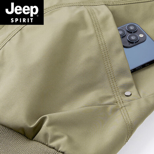 Jeep Spirit Spring- und Herbst-Herrenjacke American Casual Workwear Militärjacke Fliegere Baseball-Kragen mittleren Alters Kleidung Khaki (hinzugefügte Baumwollstil) Jeep9226a m