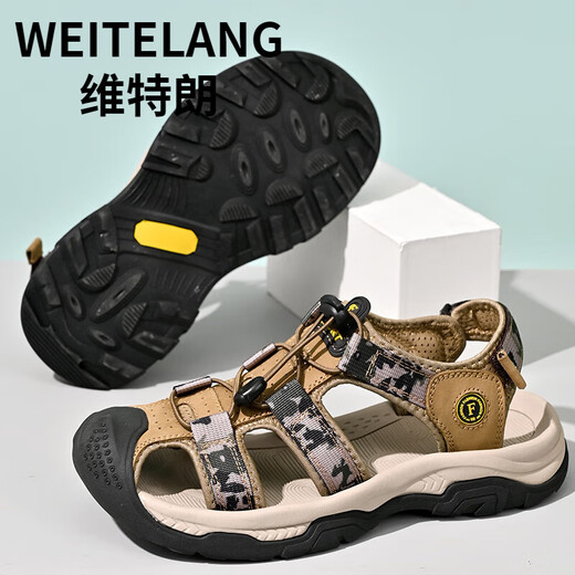 Weitelang Virgin Sommer Baotou Sandalen Herren 2025 Neues Deodorant wasserdichte Outdoor-Zweigut-Strandschuhe Sandalen 9898 Khaki 40
