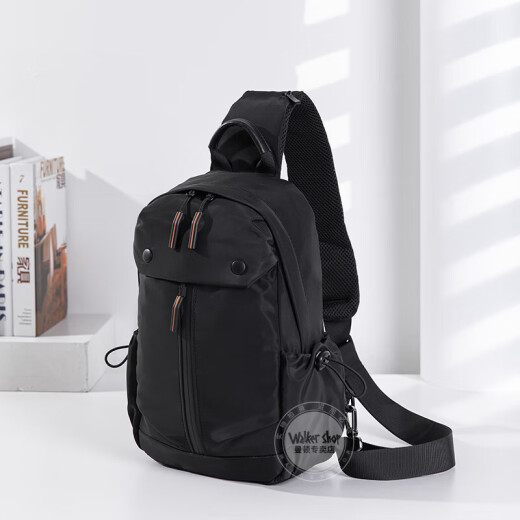 Walker Shop Bast Bag Men [Spinning Oxford résistant à l'eau] 2025 Nouveau sac à bandoulière de grande capacité à la mode à la mode Petit sac à dos noir Small (hauteur 33 * Largeur 21 * Épaisseur 10cm)