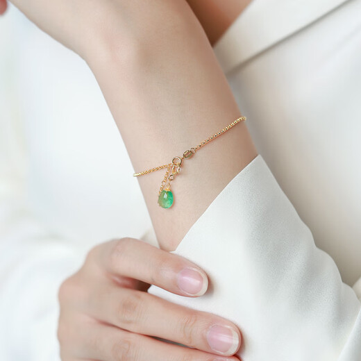 RUOHUA Qinglu plain Colombian emerald pendant for women 18K gold necklace bracelet pendant birthday gift for girlfriend 6-7mm/emerald pendant