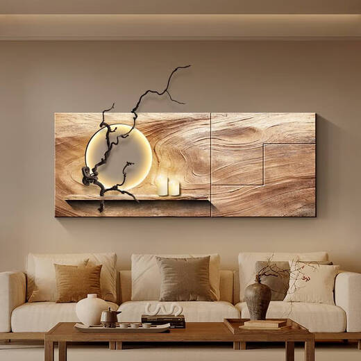 Pupanfeng living room decoration painting retro feeling sofa background wall hanging painting simple atmosphere tea room mural light B style - dead wood spring 12048c remote control lamp painting power bank + warm light