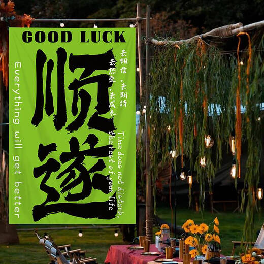 He Jiagong checks in outdoor camping atmosphere decorative cloth bedroom dining room background cloth wall cloth brush hanging cloth 4877-Xiele02 Four corner holes 150 height * 100 width cm + rope