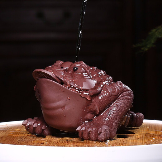 Hidden Pot World, Purple Clay Tea Pet Sculpture Ornaments, Fine Three-Legged Golden Toad, Kung Fu Tea Set Creative Artist, Hidden Tea Play, Traditional Golden Toad