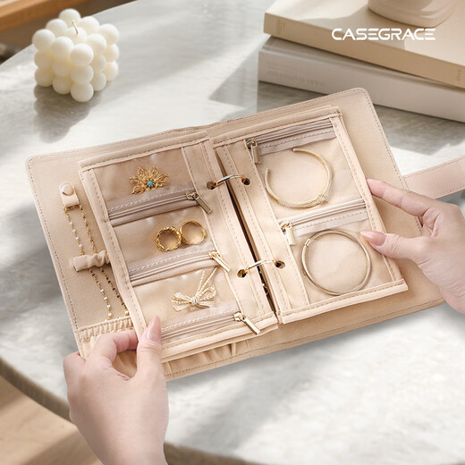 CASEGRACE cosmetics storage bag gold storage book jewelry box jewelry jewelry storage bag notebook hand decoration exquisite cosmetics travel jewelry book large amber powder 6-page velvet bag