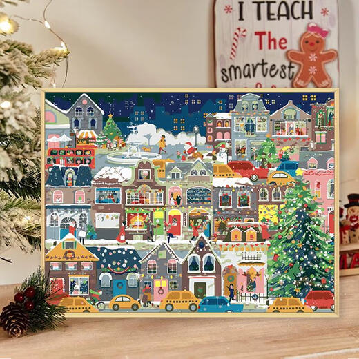 
He Jiagong galison winter light Christmas digital oil painting DIY fill coloring hand-painted acrylic oil painting decorative hanging painting qx15843 30*40cm thick solid wood inner frame