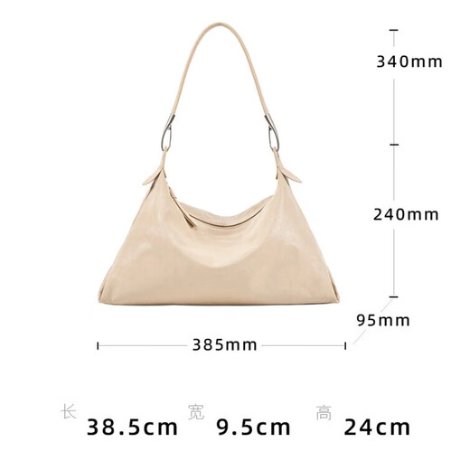 Geshiman high-end fashion bag 2025 new top-layer vegetable tanned leather casual hobo women's bag large capacity single-shoulder tote bag [gift box] Mixing 7296