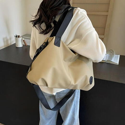 CLCEY行李包可套拉杆箱小旅行包轻便短途旅行箱衣物化妆品大容量收纳袋 深灰色【可套拉杆+大容量】