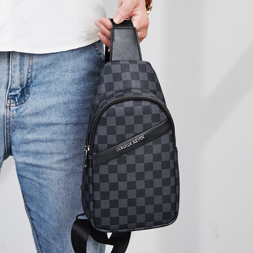 Cohnim Kevin Luxury Herren Chest -Tasche ein Schulter -Crosskörper Tailentasche Outdoor Sport kleiner Rucksack Geschenk für den Freund meines Mannes Chinesisches Valentinstag Geschenk C701 Plaidmuster [modisch und vielseitig] 8