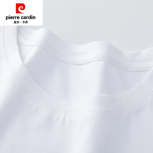 Pierre CARDIN (PIERRE CARDIN) mulberry silk 100% summer 2025 new pure cotton white T-shirt for women short-sleeved loose temperament student versatile shoulder 6172 leather powder short-sleeved M (recommended 80-105 Jin [Jin equals 0.5 kg])