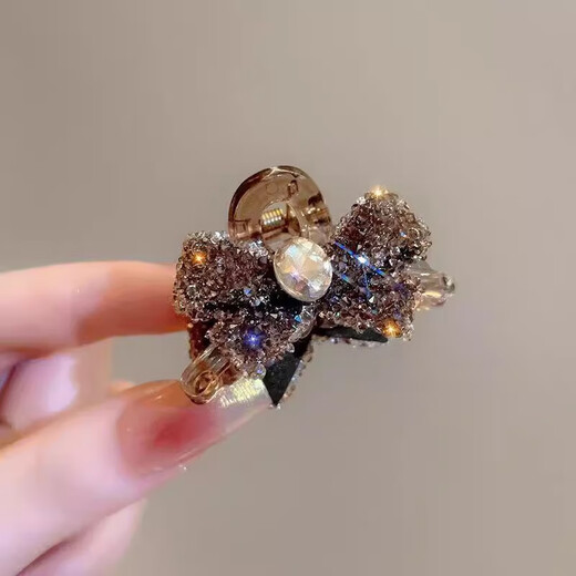 2025 New Rhinestone Bow Small Hairpin Feminine Bangs Clip Side Broken Hairpin Small and Exquisite Small Clip One Black