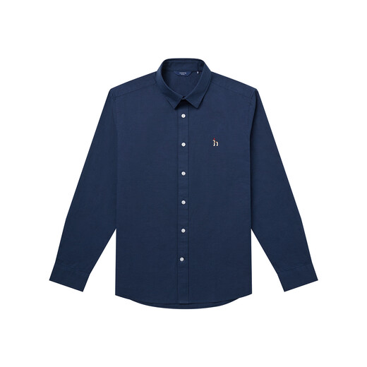 HAZZYS Men's Autumn and Winter Houndstooth Men's Shirt Lycra Cotton Elastic Long Sleeve Shirt Men's ASCZK1CDX41 Blue Gray GL L (175/96A 48)