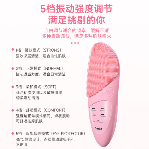 Gerllo Facial Cleansing Instrument Electric Pore Cleansing Facial Washing Instrument Gift for Girlfriend Cherry Blossom Powder Upgraded Hot Compress Deep Cleansing High Frequency Vibration