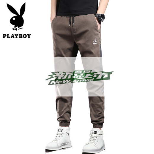 花花公子（PLAYBOY）夏季薄款休闲裤男士潮牌宽松束脚运动裤2025新款夏天工装哈伦裤子 9859深灰 L 30-31码