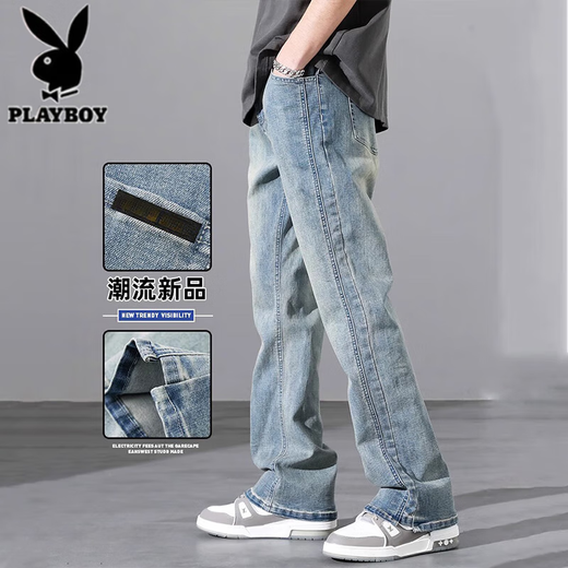 Pantalones de hombres heterosexuales delgados de verano de los jeans de playboy para hombres.