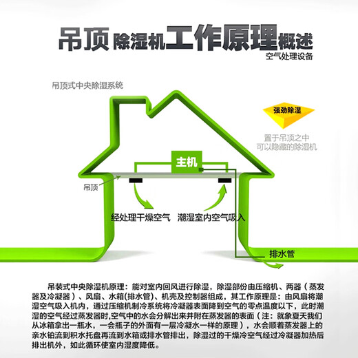 糜鸿（MIEHONE）德国进口品质防腐蚀管道除湿机家用商用吊顶车间工业抽湿中央壁挂式中央地下室 26L/天 DH-826D