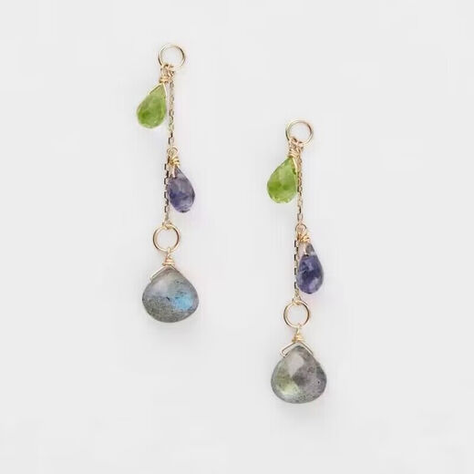 DL 1998 Fat Donglai quality tanzanite earrings Japanese style aget ancient natural crystal gemstone elegant temperament versatile water natural moonstone peridot pendant