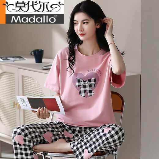 Pajama de algodón modal 100% puro para mujeres en primavera y verano pantalones de manga corta Mujeres sueltas de estilo coreano Ropa para el hogar para el traje de uso de otoño T-9716 (pantalones de manga corta) M (85-105Jin [Jin equivale a 0.5 kg])