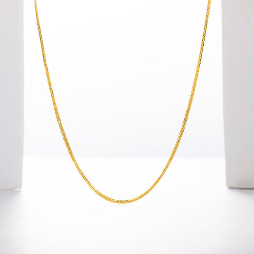 Mingzuan International 18k gold love pull Chopin chain necklace women's au750 simple plain gold clavicle chain birthday gift for girlfriend