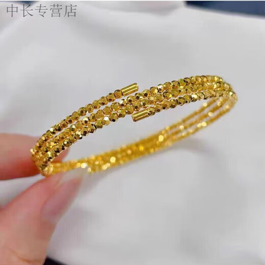 He Jiagong Lao Phoenix 999 gold pure gold Sansheng III bouncy bead elastic bracelet Internet celebrity multi-layer design bracelet high security